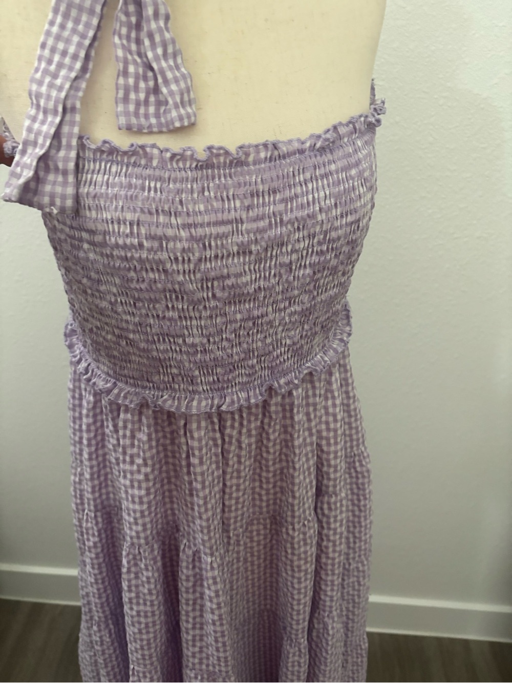 Maxi Dress Lilac Gingham Smocked Top Dress Like New Final Sale